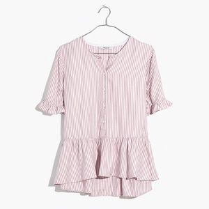 Madewell Studio Ruffle-Hem Top in Lavender Stripe